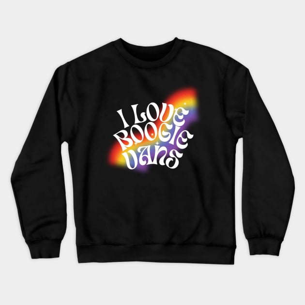 Rainbow Boogie (White Text) Crewneck Sweatshirt by NextGenVanner